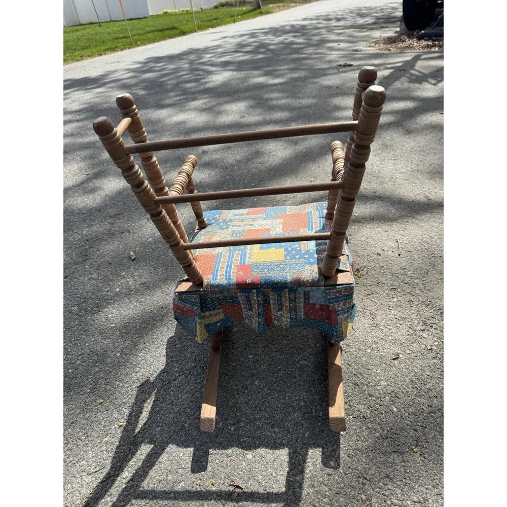 Charming vintage‎ N D Class Company wooden Spindle Back Kids Rocking chair Cabin